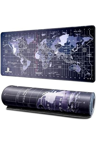ROCK POW Large Gaming Mouse Pad - World Map Design