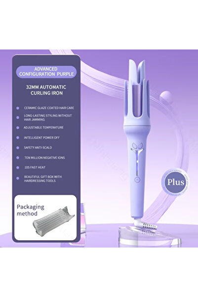 Choice مكواة تجعيد الشعر الأوتوماتيكية بدون علبة باللون الأرجواني من الاتحاد ...