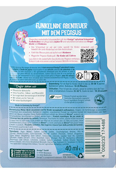 DM Kneipp Naturkind-Alman Kalitesi- Funkelmähne- Çocuklar için Pembe Renkli Banyo Köpüğü-40 Ml