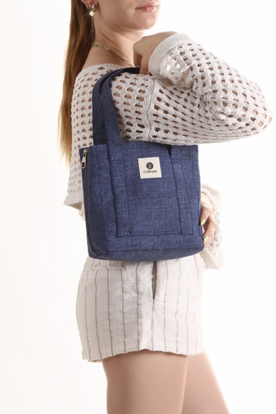 Calliopia Çift Formlu Totebag Kot Mavi El Çantası