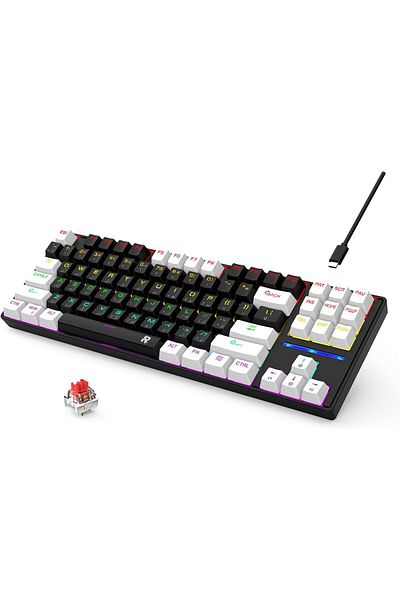 ROCK POW 75% Gaming Keyboard, Arabic English 87 Keys Mechanical Keyboard with RGB Backlit 19 Modes,