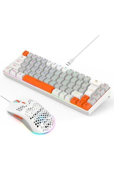 ROCK POW Gaming Keyboard and Mouse Combo, 60% Design with RGB Backlight