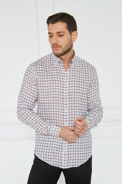 Paşahan Πουκάμισο Giorgianni με κουμπιά καρό λινό Slim Fit