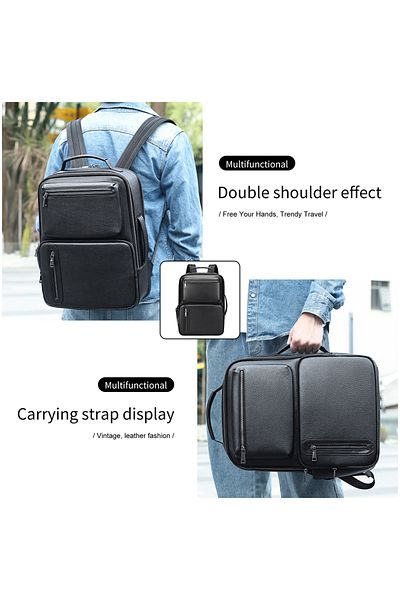 Lucmark Lucmark multifunctional bag made of genuine leather, 42x30x14 cm, black, laptop compartment