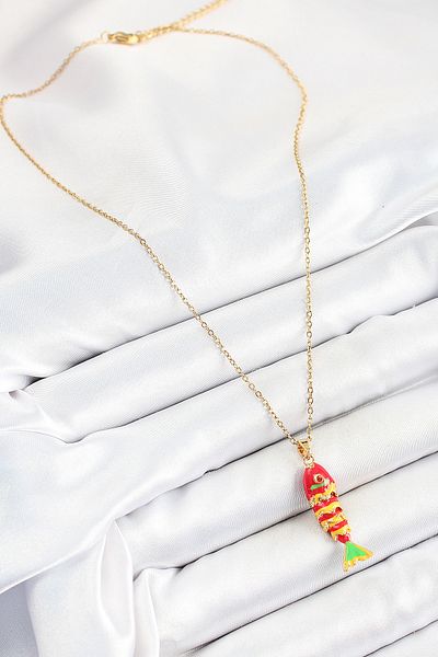 norsary 316L Steel Chain Mixed Color Fish Model Gold Women's Necklace
