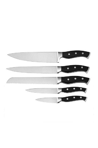 Hatchen 6-Piece Stainless Steel Durable Kitchen Knife Set Black and Silver