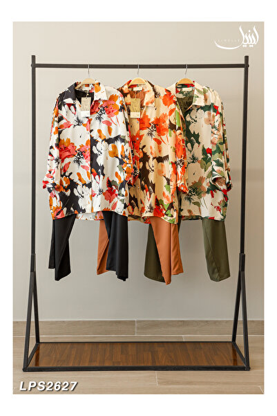 LINELLE Ladies Co-ord Pant Set – Printed Wide-Leg Pants with Solid Sleeve Shirt.