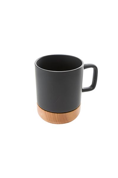 Secret de Gourmet Ceramic and Wood Modern Coffee Mug Black and Brown 430ml