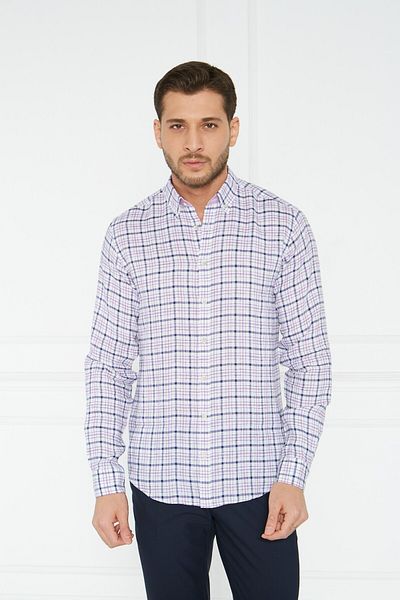 Paşahan Πουκάμισο Giorgianni με κουμπιά καρό λινό Slim Fit