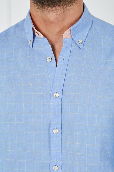 Paşahan Πουκάμισο Giorgianni με κουμπιά καρό λινό Slim Fit