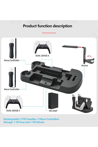 iplay PSVR Charging Stand with PS5 Controller Charging Station for Displaying PS VR Headset and Processor