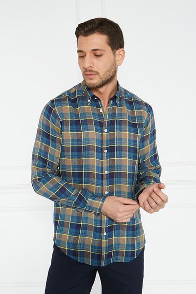 Paşahan Πουκάμισο Giorgianni με κουμπιά καρό λινό Slim Fit