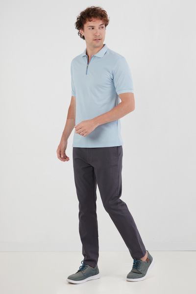 Fulla Moda Basic Polo Yaka Yarım Fermuarlı Tişört