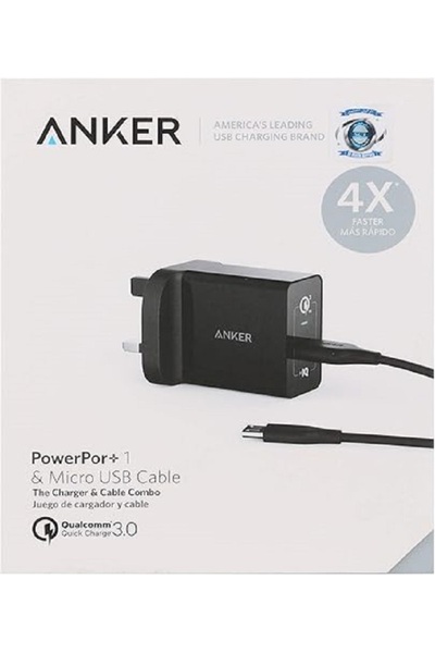Anker with Quick Charge 3.0 Wall Charger Black + Anker Micro USB Cable Black