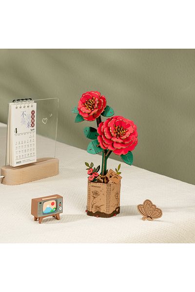 Robotime Camellia Flower - 3D Wooden Puzzle - 113 Pieces