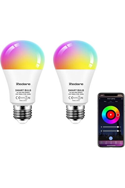 Generic Redare LED Smart Bulbs, Bluetooth Light Bulbs, E27, 10W, A19, Color Changing Adjustable Light Bulb w