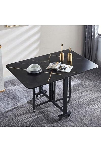 Generic Folding Dining Table Set for 4 8 People Space Saving Butterfly Design with Metal Frame and Solid Woo