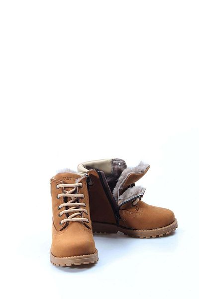 Ayakkabıhane Furry Inside and Genuine Leather Outside Unisex Tan Zippered Children's Boots Ah07006111611002