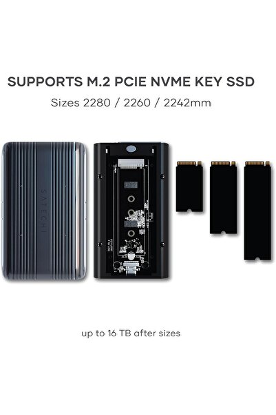 Satechi حاوية M.2 - حاوية USB4 NVMe SSD Pro - 40 جيجابت في الثانية، حتى 16 تيرابايت، حاوية من الألومنيوم بدون أدوات