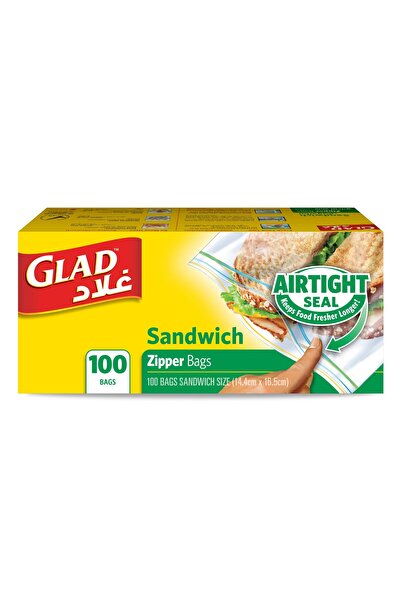 Glad أكياس ساندويتش بسحاب، مقاس 14.4 سم × 16.5 سم، 100 قطعة