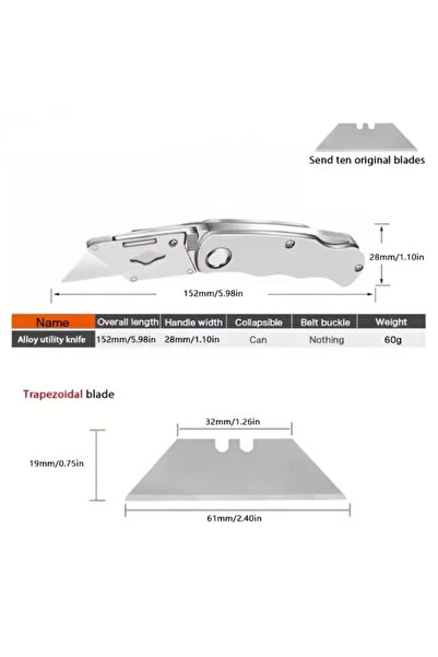 TTT Çok Amaçlı Halı Maket Bıçağı Alçıpan Falçata Katlanabilir Maket Bıçağı Ha...