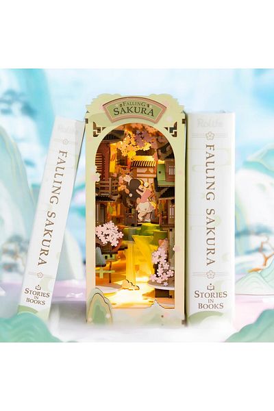 Robotime Falling Sakura - Library Diorama - Do It Yourself Kit - 240 Pieces