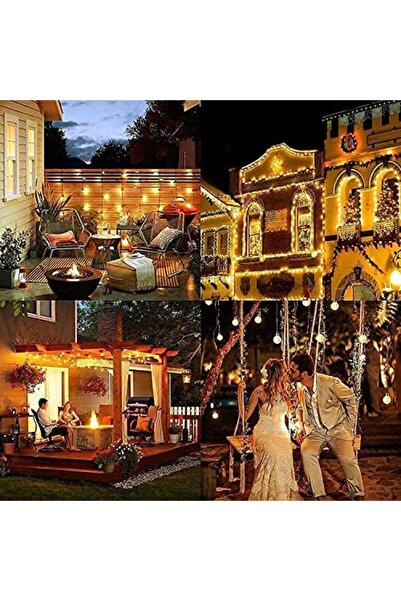 Generic سلسلة مصابيح شمسية خارجية من ريداري، مصابيح خرافية على شكل كرة بلورية بيضاء دافئة مقاومة للماء تعمل بالطاقة الشمسية