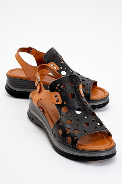 PASSAGE SHOES Women's Genuine Leather Strappy Sandals 6327 Black