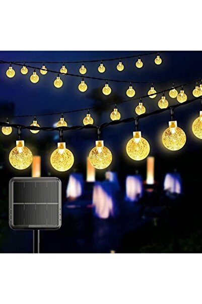 Generic سلسلة مصابيح شمسية خارجية من ريداري، مصابيح خرافية على شكل كرة بلورية بيضاء دافئة مقاومة للماء تعمل بالطاقة الشمسية