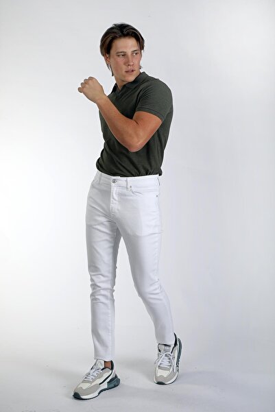 Lee Cooper Jack Normal Waist Slim Fit Skinny Leg White Men's Jeans