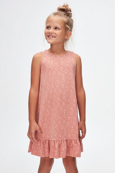 LOVETTI Salmon Drop Pattern Girl's Ruffled Bell Skirt Dress