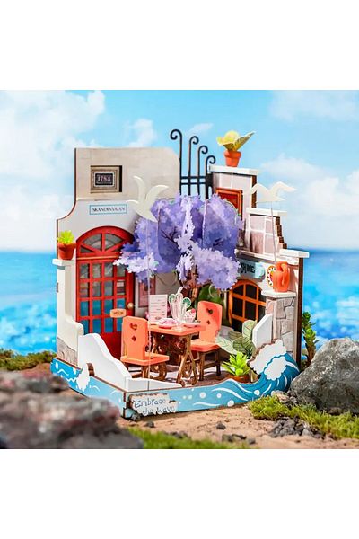 Robotime Sea Holiday Restaurant - DIY 3D Miniature House - 124 Pieces