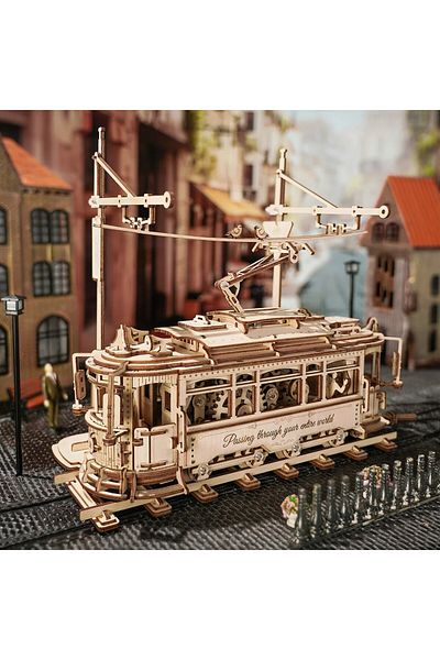 Robotime Classic Tram - 3D Mechanical Wooden Puzzle - 374 Pieces
