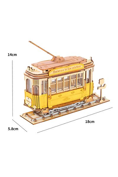 Robotime Old Vintage Tram - 3D Wooden Puzzle - 145 Pieces