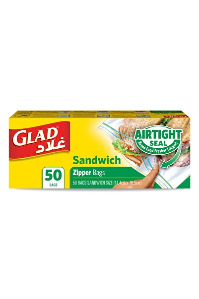Glad أكياس ساندويتش بسحاب، مقاس 14.4 سم × 16.5 سم، 50 قطعة
