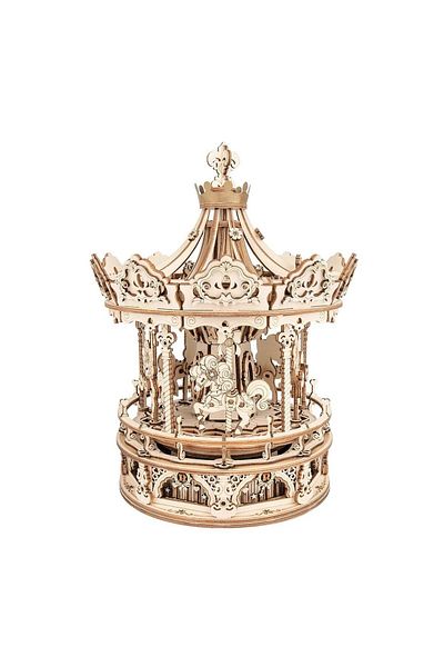 Robotime Vintage Carousel Music Box - 3D Mechanical Wooden Puzzle - 336 Pieces