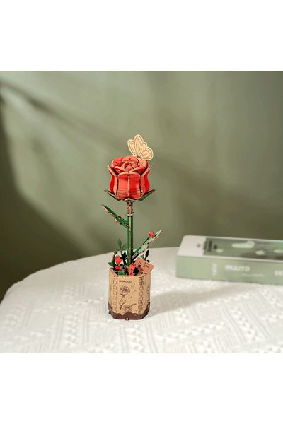 Robotime Red Rose - 3D Wooden Puzzle - 106 Pieces