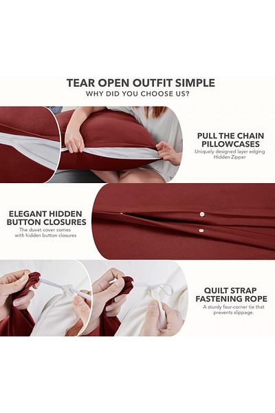 deconova Deconovo microfiber 2-piece bed linen, dark red, 135 x 200 cm / 80 x 80 cm