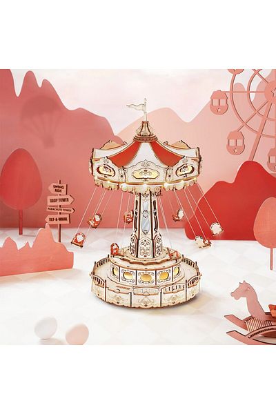 Robotime Carnival Carousel Music Box - 3D Mechanical Wooden Puzzle - 289 Pieces