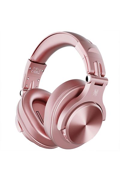 Oneodio A70 Bluetooth Over Ear Headphones, Wireless Headphones w/ 72H Playtime, Hi-Res, 3.5mm/6.35mm Pink