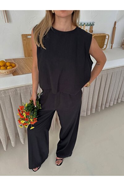 Ekim Store Σετ παντελόνι μπλούζας με κορδόνια στην πλάτη