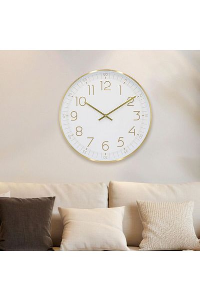 Danube Home Sansa Meatl Shiny Wall Clock White 40x40x4