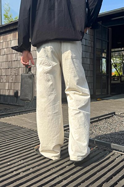 Flaw Wear Elastic Waist Linen Trousers