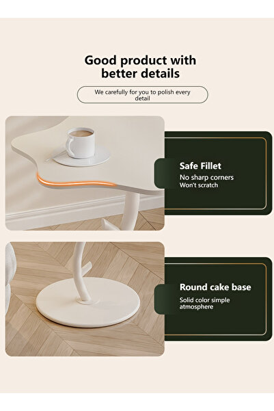 sharpdo Flower Shape Side Table, Carbon Steel Bracket Coffee Table/Tempered Glass Side Table