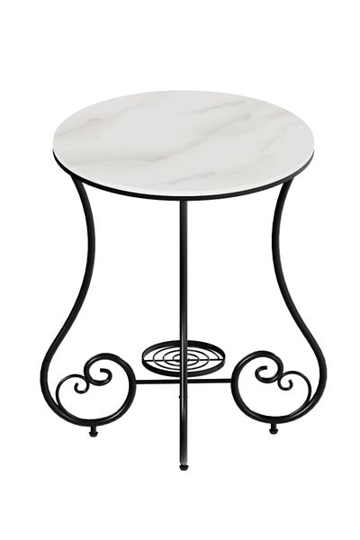 sharpdo Side Table, Round Side Table, Rock Slab Table With Metal Frame, Coffee Table, Bedside Table