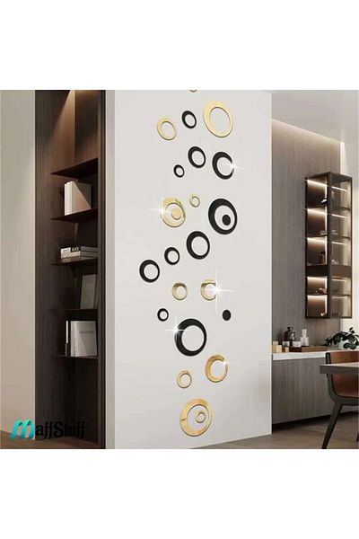MaffStuff Oglinzi Decorative de Perete Cercuri Negru & Gold – Design Modern și Elegant