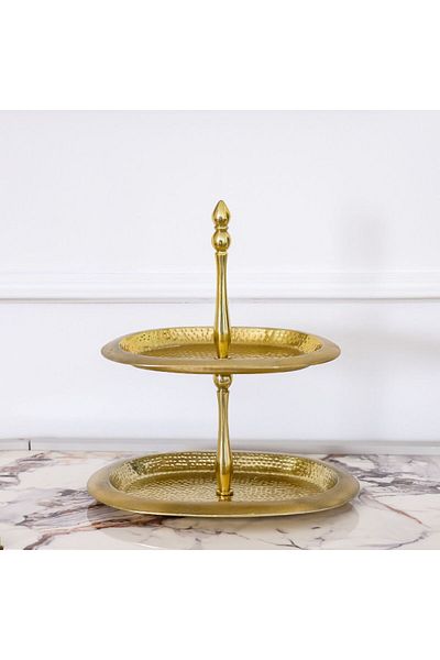 Danube Home Avalon 2-Tier Ractangle Cake Stand 34X26X40 Cm Gold