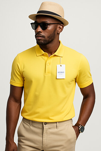 LACİVERTMEN 2739-1 Citystyle Honeycomb Polo Neck Cotton Regular Fit t Shirt