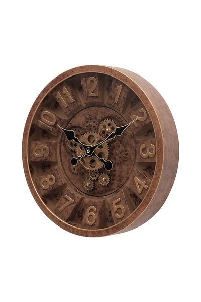 Danube Home Sansa PP Gear Bare Wall Clock Brown 40x40x7