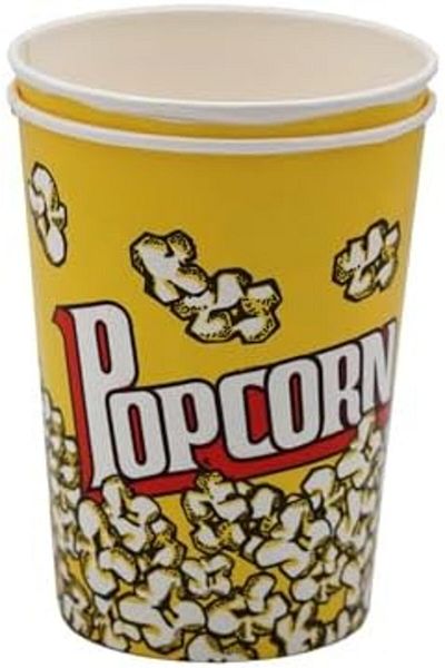 Ideal Pack Popcorn Tub – 32 oz Large Disposable Paper Tubs | Movie Theater Style | Grease-Resistant, Leak-Pro